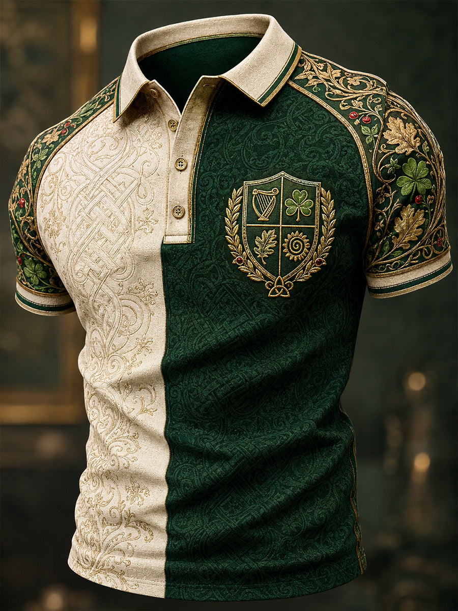 Men's Irish Patriotic Art Print Polo Shirt