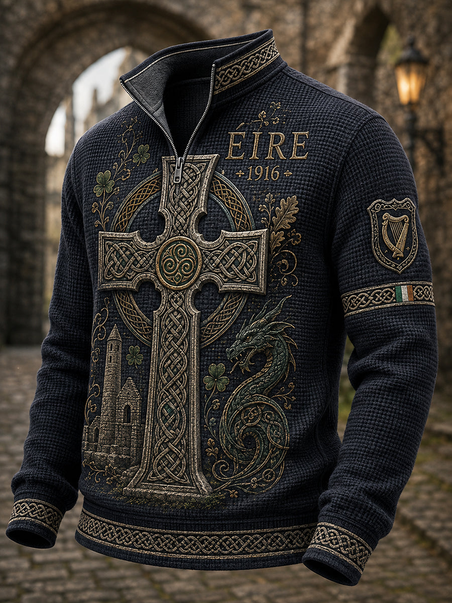 Men's Irish Patriotic Commemoration Waffle Long Sleeve T-Shirt