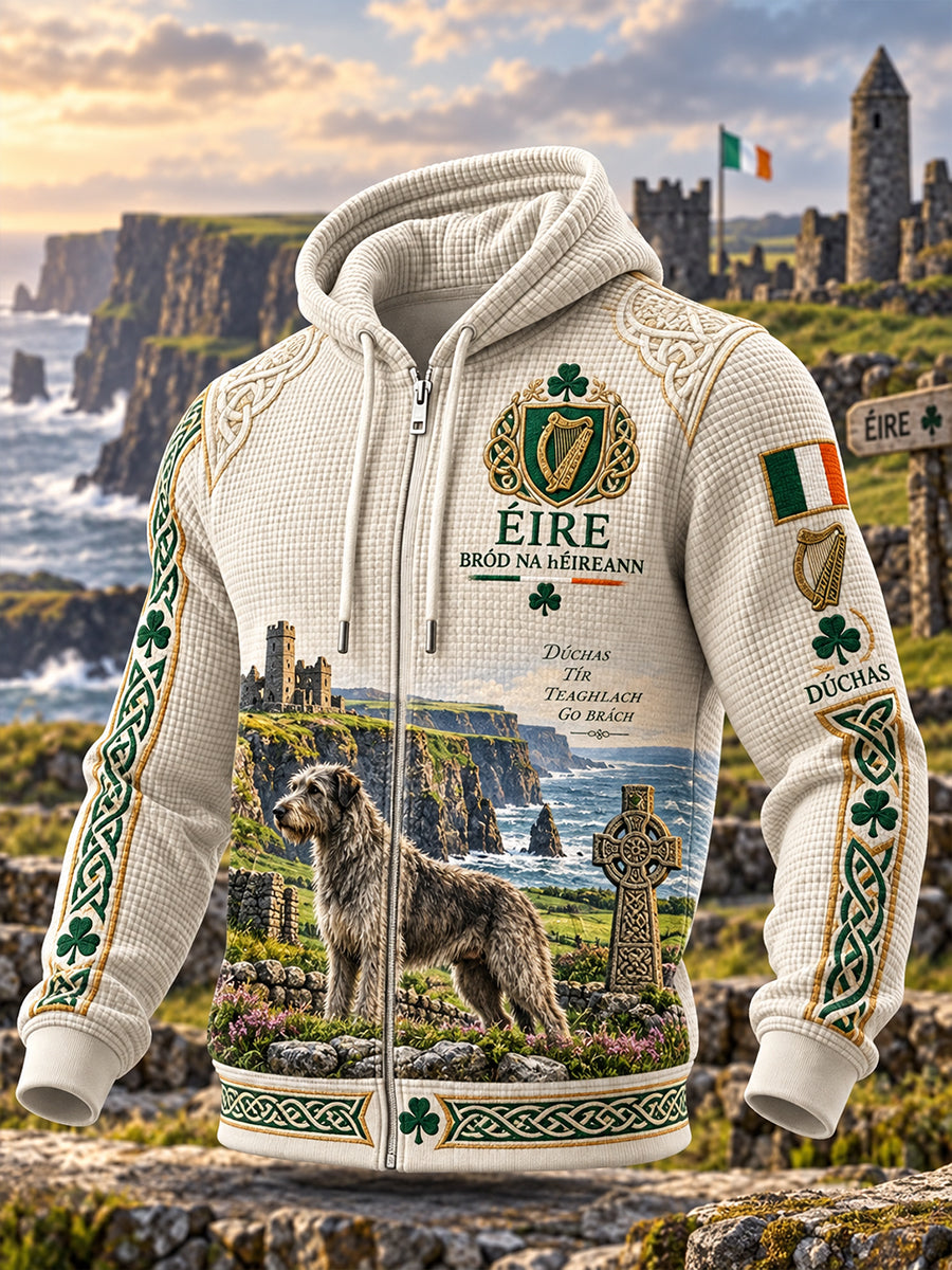 Men's Men's Irish Patriotic Commemorative Waffle Hooded Jacket