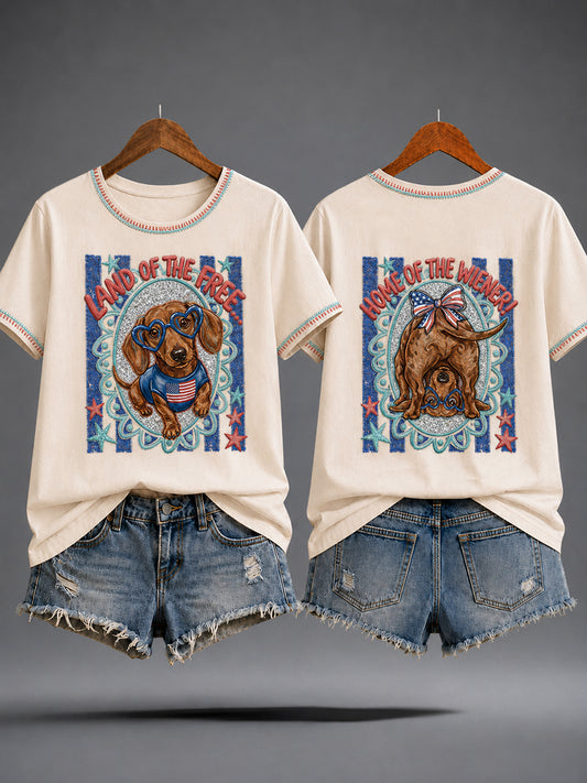 Women's Funny 4th of July Print Casual T-shirt