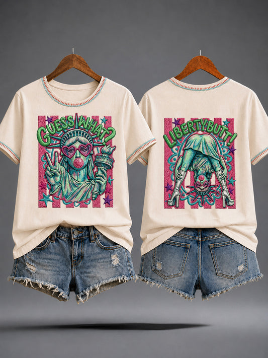 Women's Funny 4th of July Print Casual T-shirt