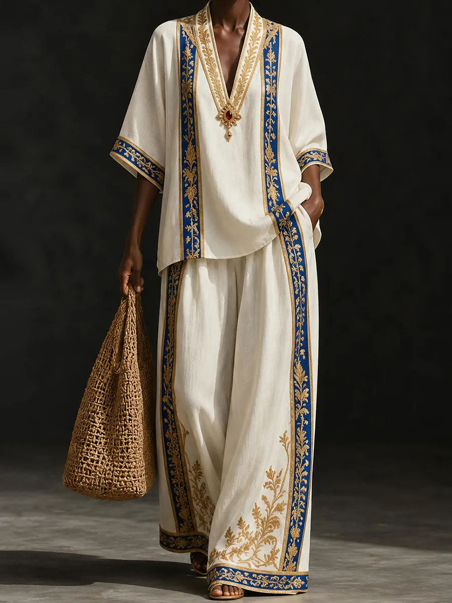 Women's African Art Cotton Linen Set