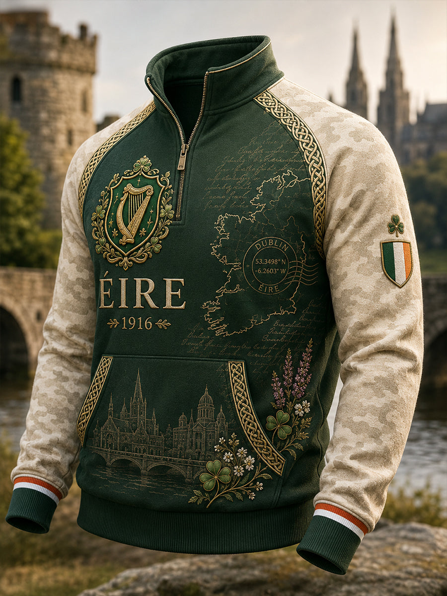 Men's Irish Patriotic Commemoration  Waffle Long Sleeve T-Shirt