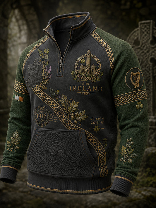 Men's Irish Patriotic Commemoration  Waffle Long Sleeve T-Shirt