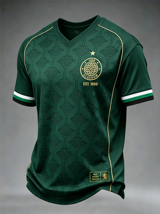 Men's Scottish Celtic FC Print V-neck T-shirt