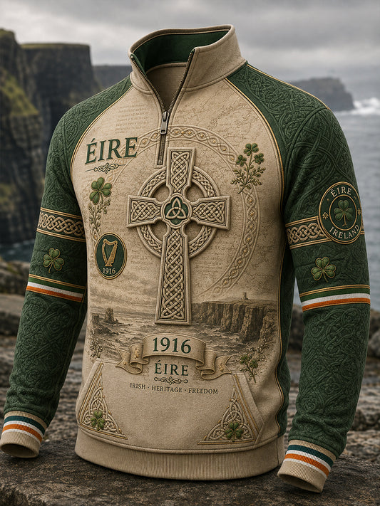 Men's Irish Patriotic Commemoration Waffle Long Sleeve T-Shirt