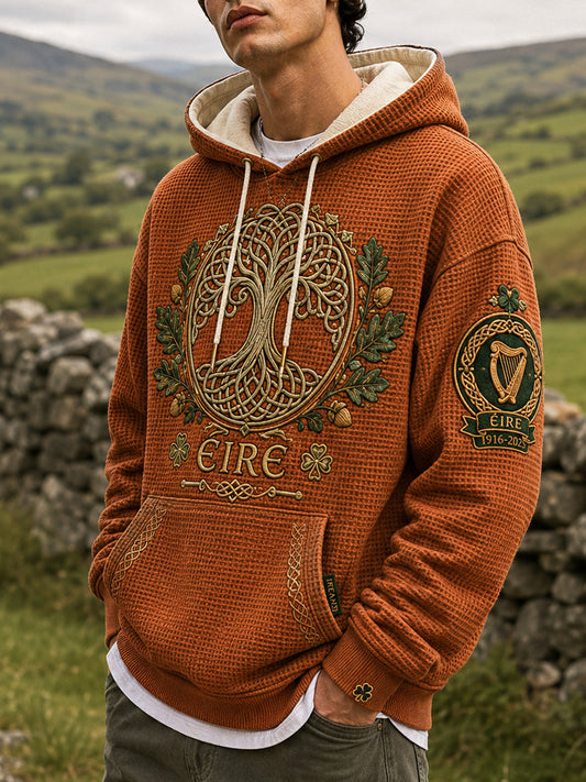 Men's Irish Patriotic Commemoration Oversized Drop-Shoulder Hoodie with Pockets