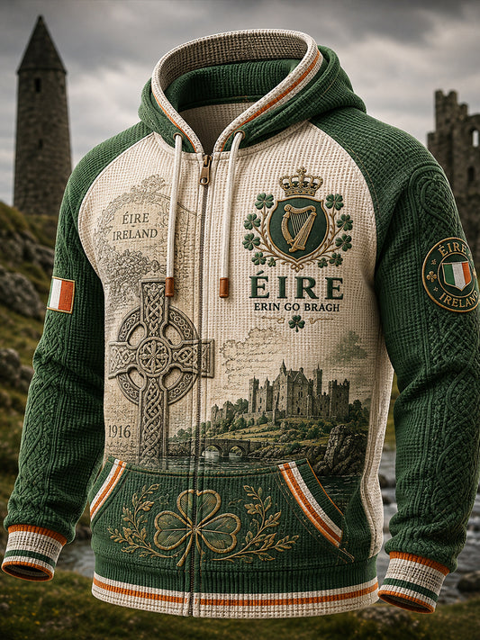 Men's Irish Patriotic Commemoration Hooded Cardigan