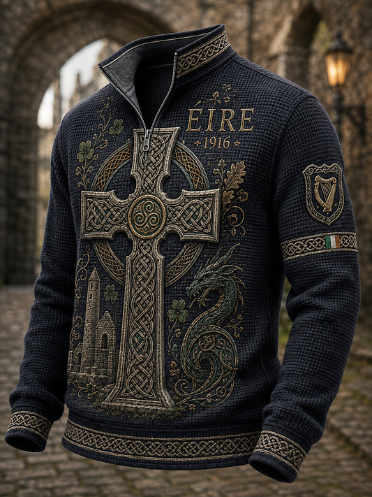 Men's Irish Patriotic Commemoration Waffle Long Sleeve T-Shirt