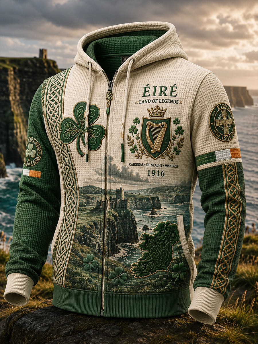 Men's Irish Patriotic Commemoration Hooded Cardigan