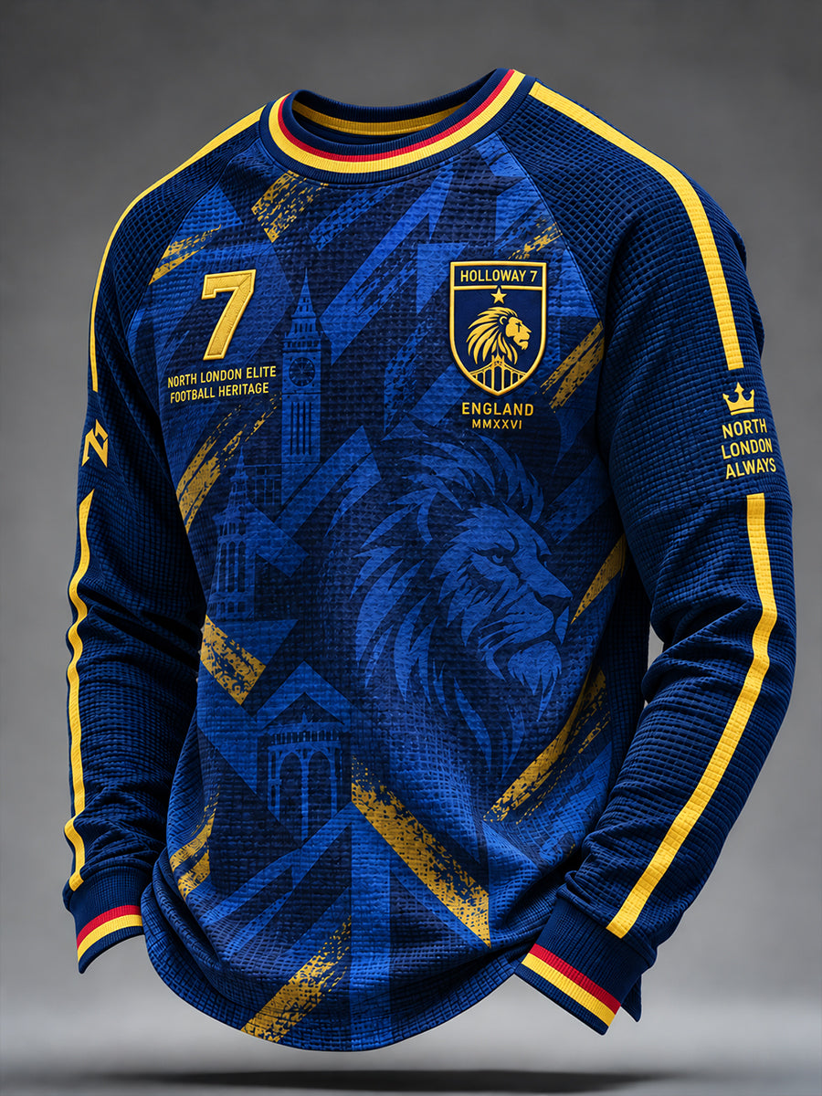 Men's Soccer Club Graphic Waffle-Knit Raglan Long-Sleeve Top
