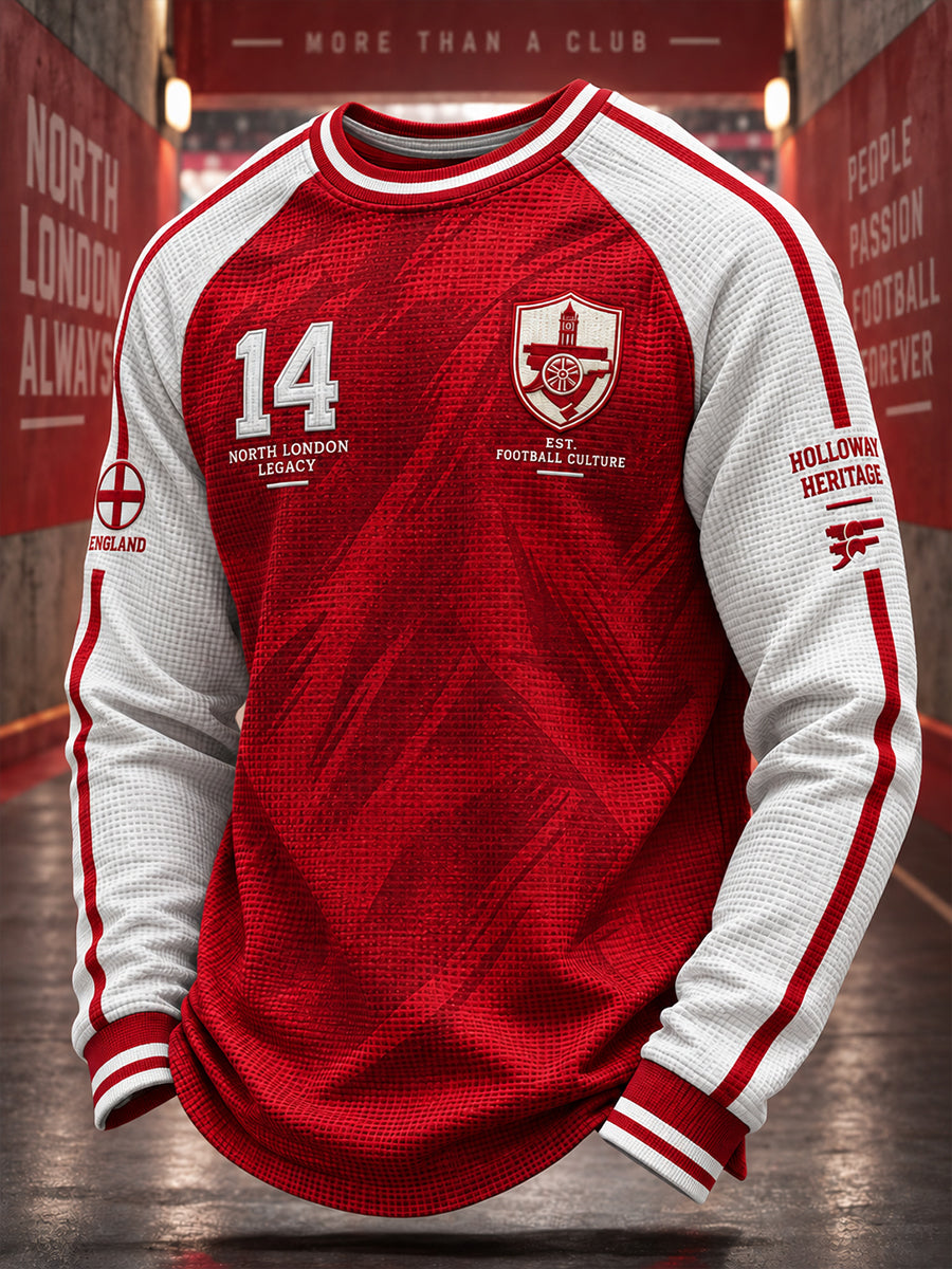 Men's Soccer Club Graphic Waffle-Knit Raglan Long-Sleeve Top