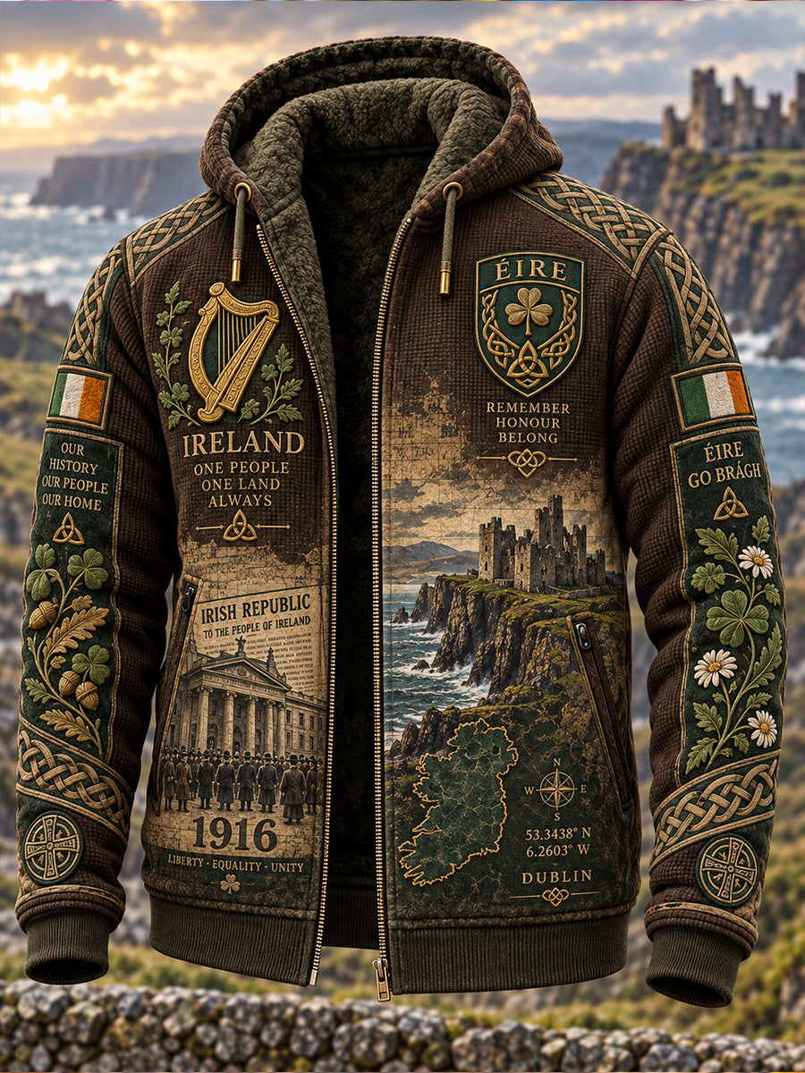 Men's Irish Patriotic Commemorative Fleece-Lined Hoodie