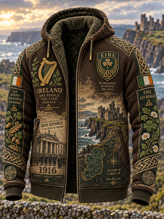 Men's Irish Patriotic Commemorative Fleece-Lined Hoodie